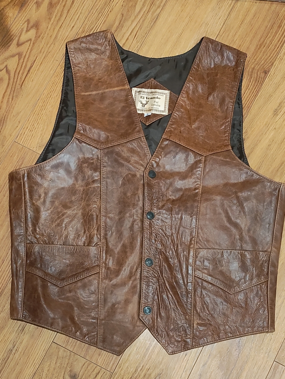 Men's Brown Leather Vest - Classic Western Style